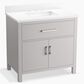 Kohler Kresla 36" Single Bathroom Vanity in Atmos Grey with 3 cm White Quartz Top and Rectangular Sink, , large