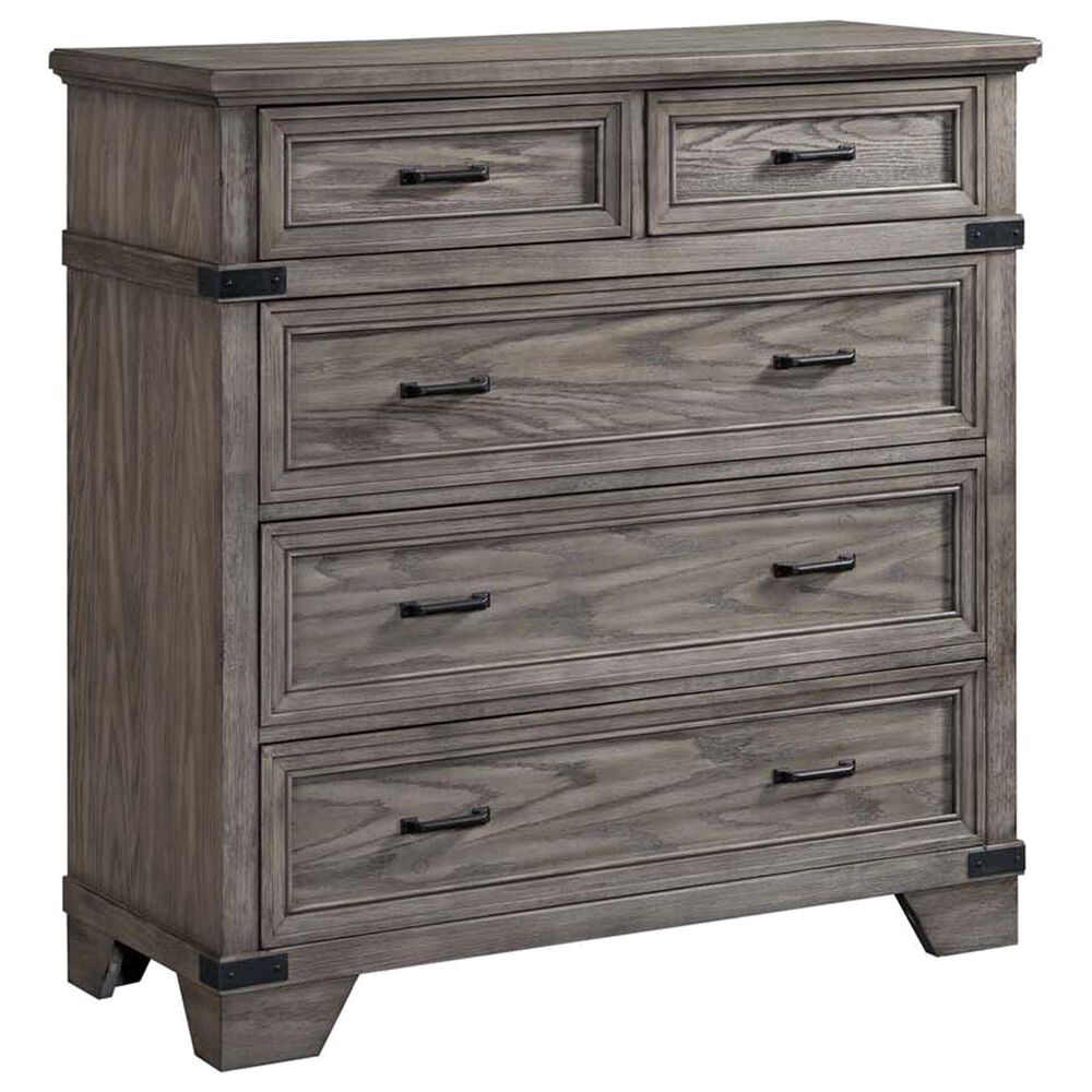 Hawthorne Furniture Forge 5-Drawer Media Chest in Wire Brushed Steel Gray, , large