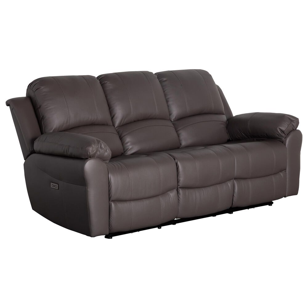 Oxford Furniture Cheers Leather Power Reclining Sofa in Madras Gray, , large