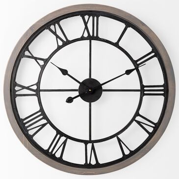 Mercana Mething 25" Round Wall Clock in Gray and Black, , large