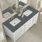 James Martin Vanities Myrrin 60" Double Vanity in Bright White with 3 cm Parisien Bleu Quartz Top, , large
