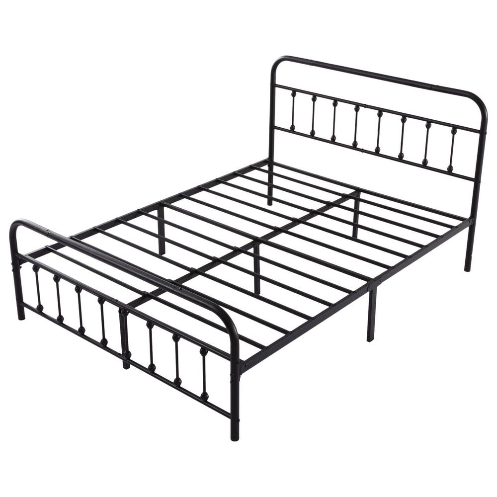 HOMLUX Queen Metal Bed Frame with Sturdy Slats in Black, , large