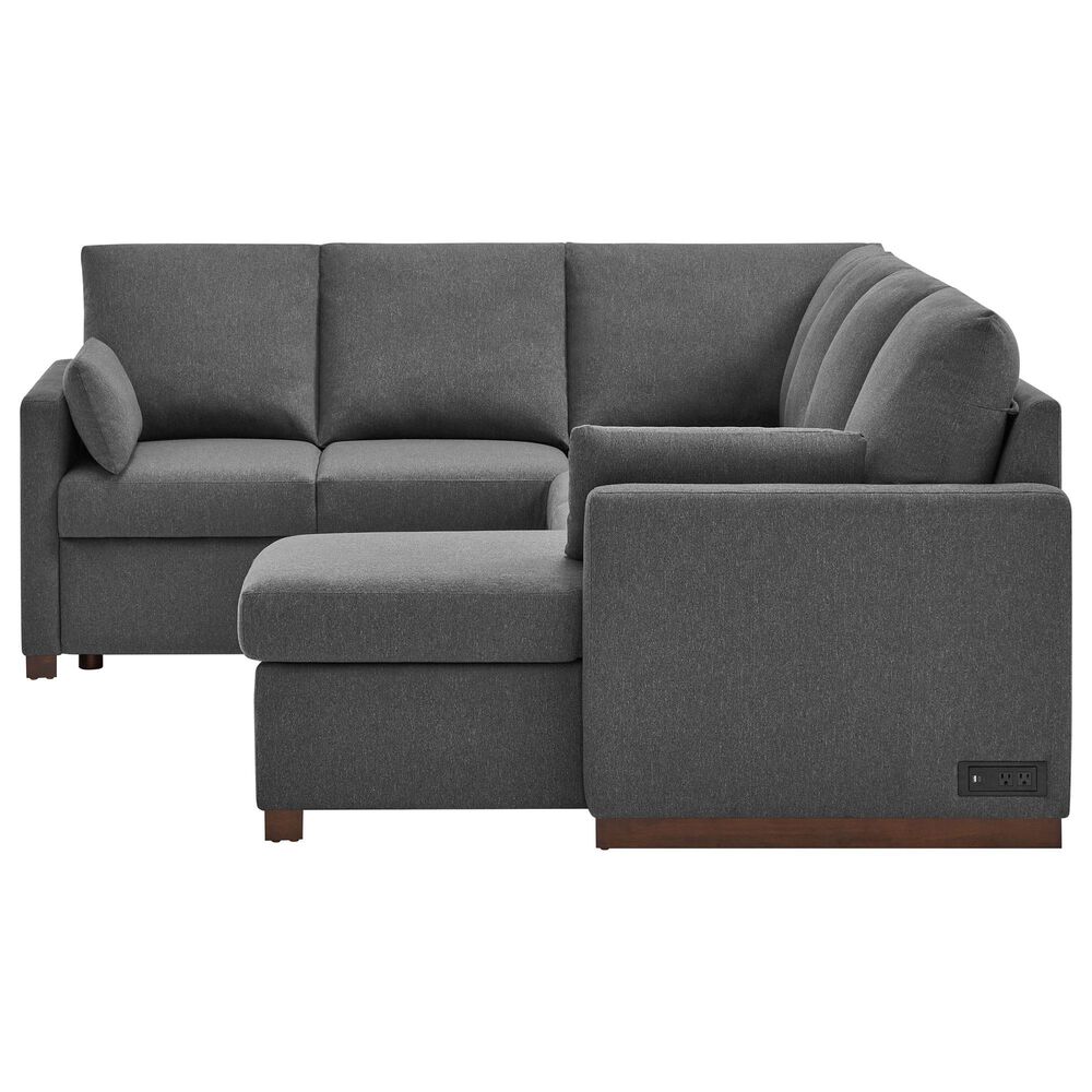 Lifestyle Solutions Edgewood Stationary Convertible Sleeper Sectional in Charcoal, , large