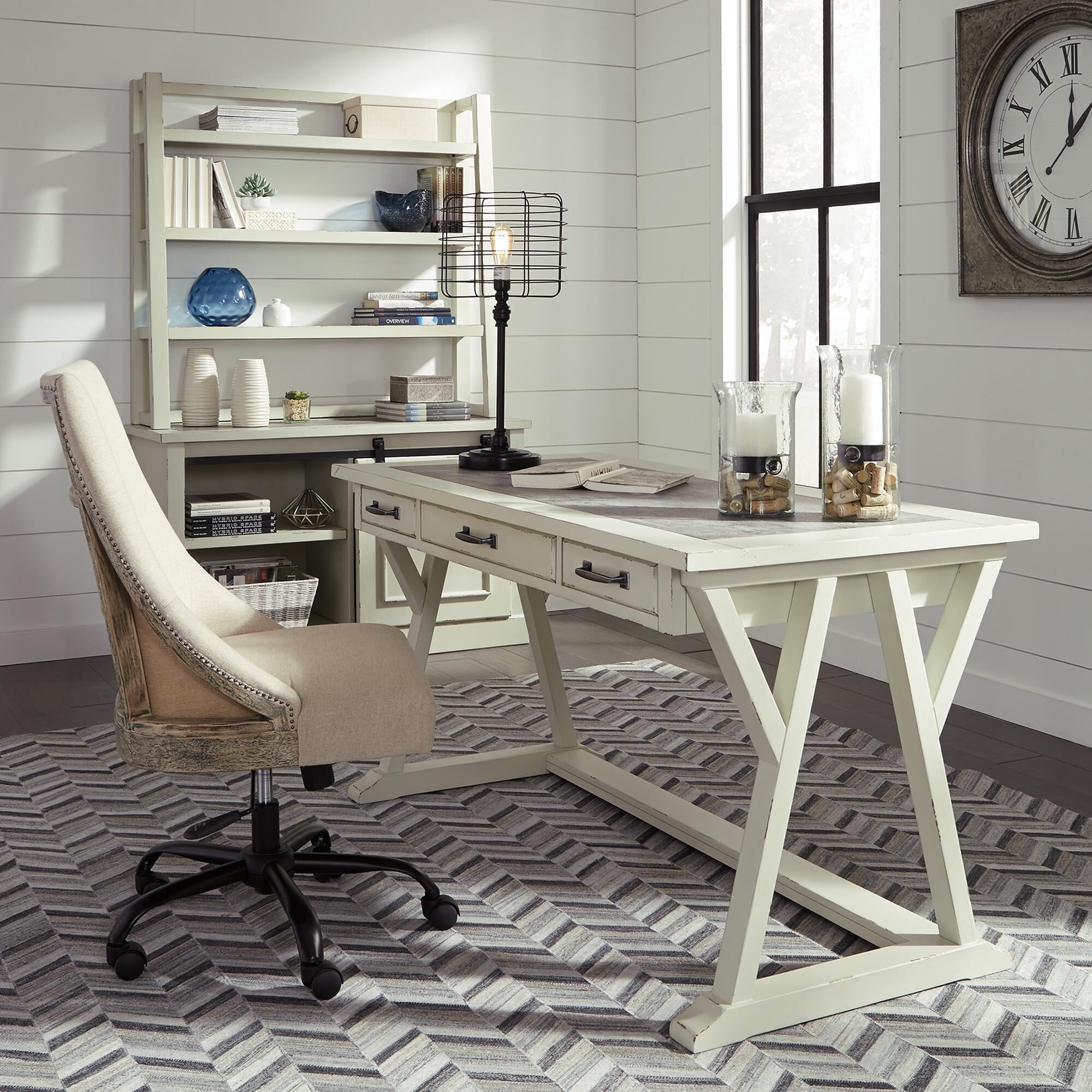 Dark Gray Hardware Ashley Furniture Signature Design Jonileene Home Office Hutch Distressed White Finish Hutch Only 