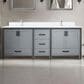 Lexora Home Ziva 80" Double Bathroom Vanity in Dark Grey with 2 cm White Quartz Top and Rectangular Sinks, , large
