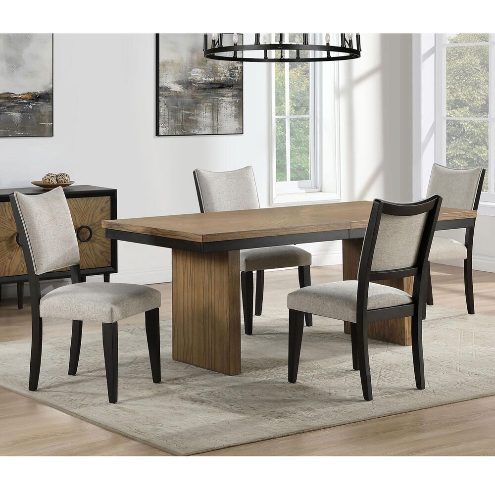 Steve Silver Roatan Dining Table and 6 Dining Chairs in Natural and Black, , large