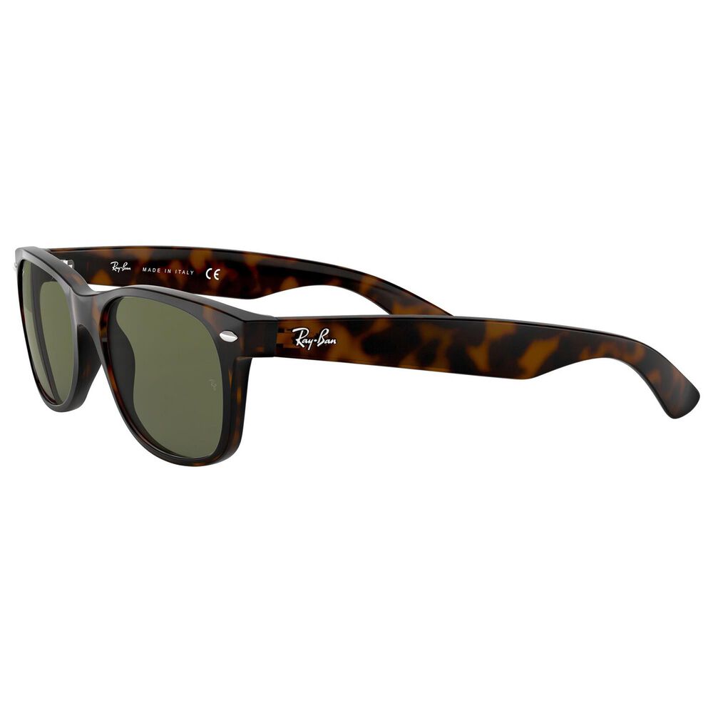 Rayban Glasses New Wayfarer Classic Sunglasses with G-15 Green Lenses in Polished Tortoise, , large