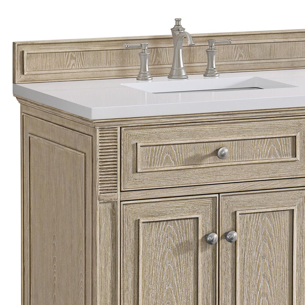 James Martin Vanities Lorelai 72&quot; Double Vanity in Whitewashed Oak with 3 cm White Zeus Quartz Top, , large