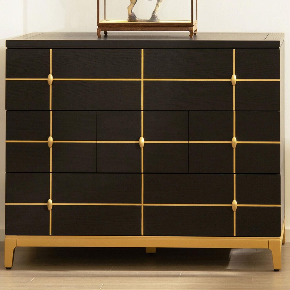 Jennifer Taylor Home Kingsly Storage Chest in Espresso Black and Gold, , large