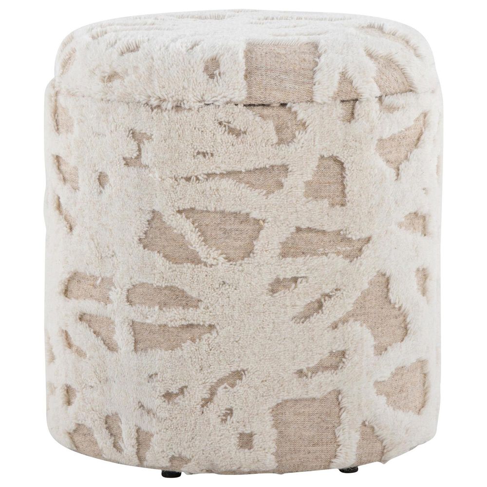 LumiSource Tahoe 18" Shag Storage Ottoman in Beige, , large