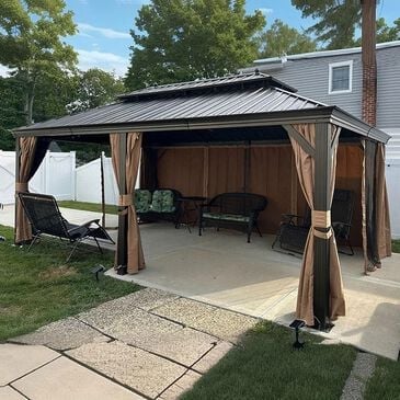 HOMLUX 12" x 20" Outdoor Hardtop Gazebo in Brown, , large