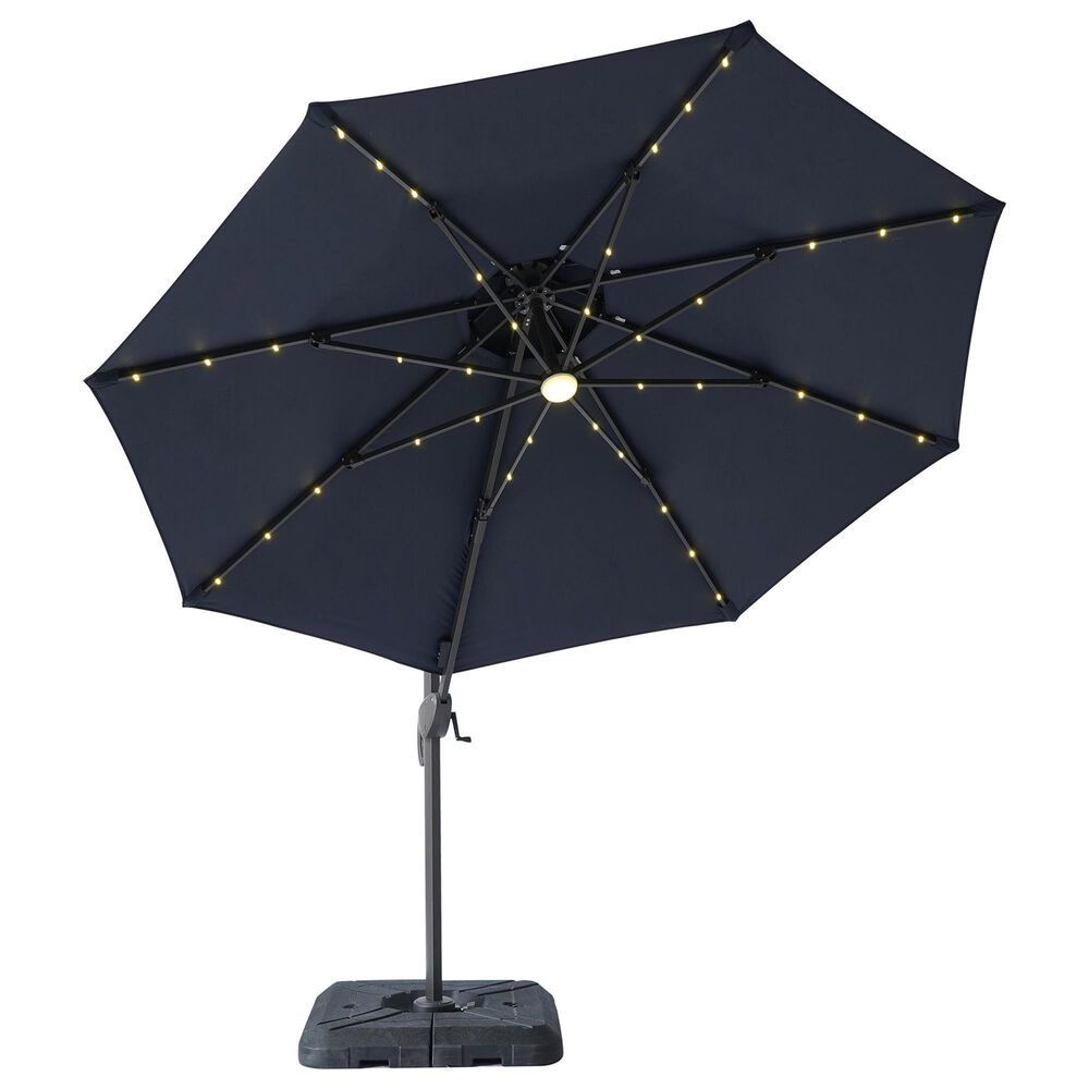 Furniture of America Ausma 10&#39; LED Light Double Top Octagon Patio Umbrella with Base in Blue, , large