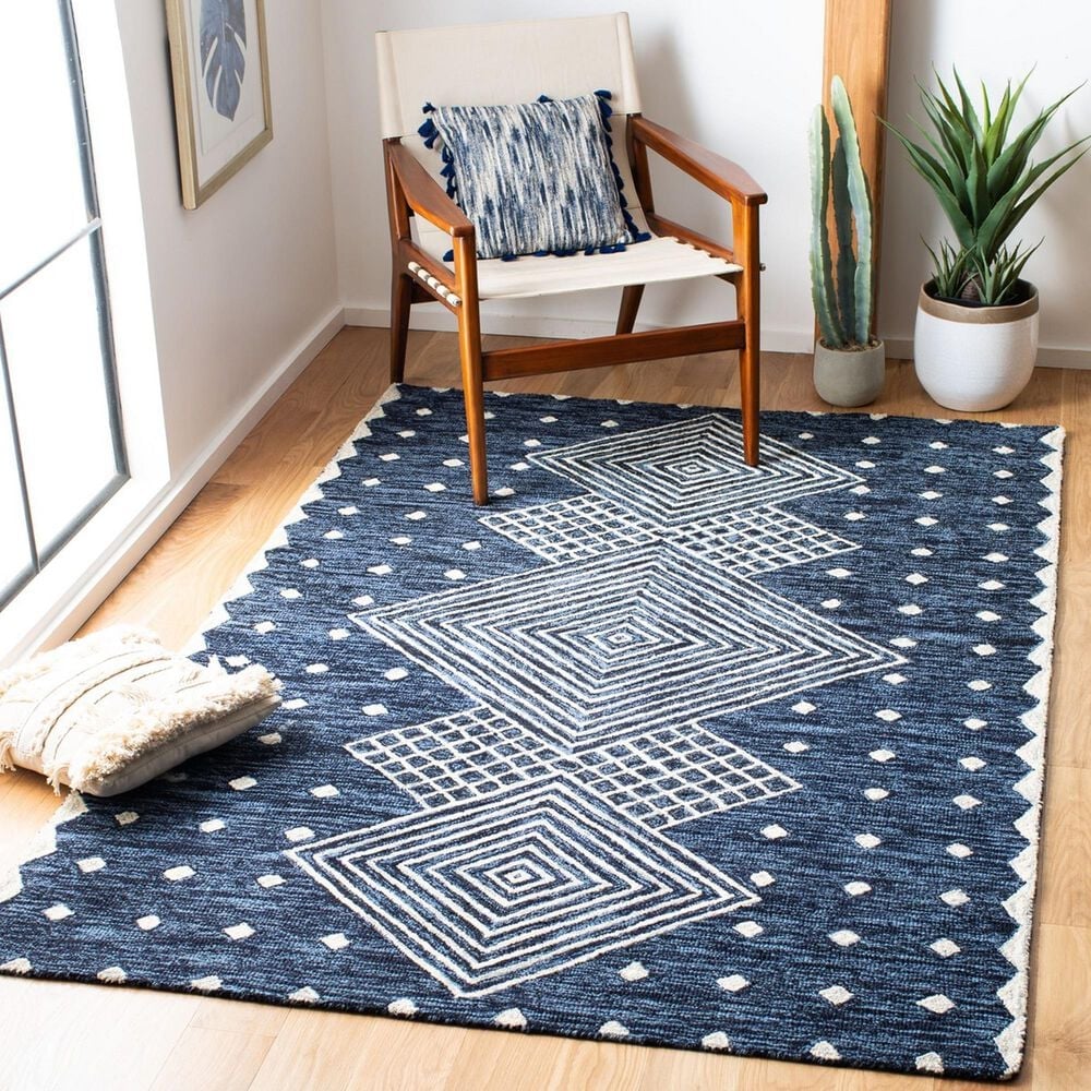 Safavieh Micro-Loop MLP171M 4&#39; x 6&#39; Blue and Ivory Area Rug, , large