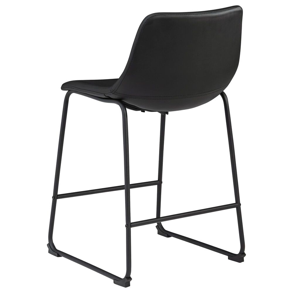 Ashley Centiar 24&quot; Upholstered Counter Stool in Black Faux Leather, , large