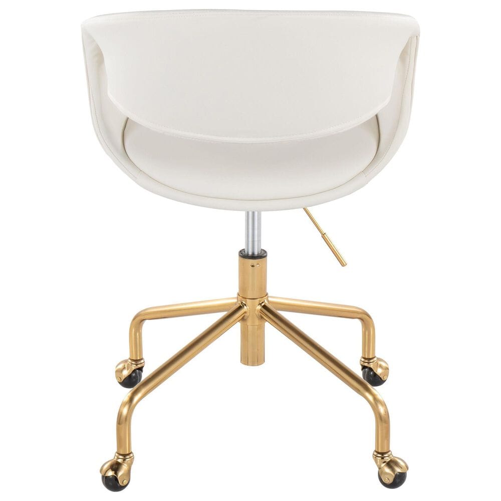 Lumisource Curvo Task Chair with White Cushion in Gold, , large