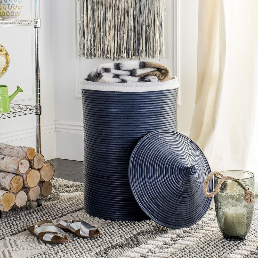 Safavieh Wellington Storage Hamper with Liner in Navy, , large