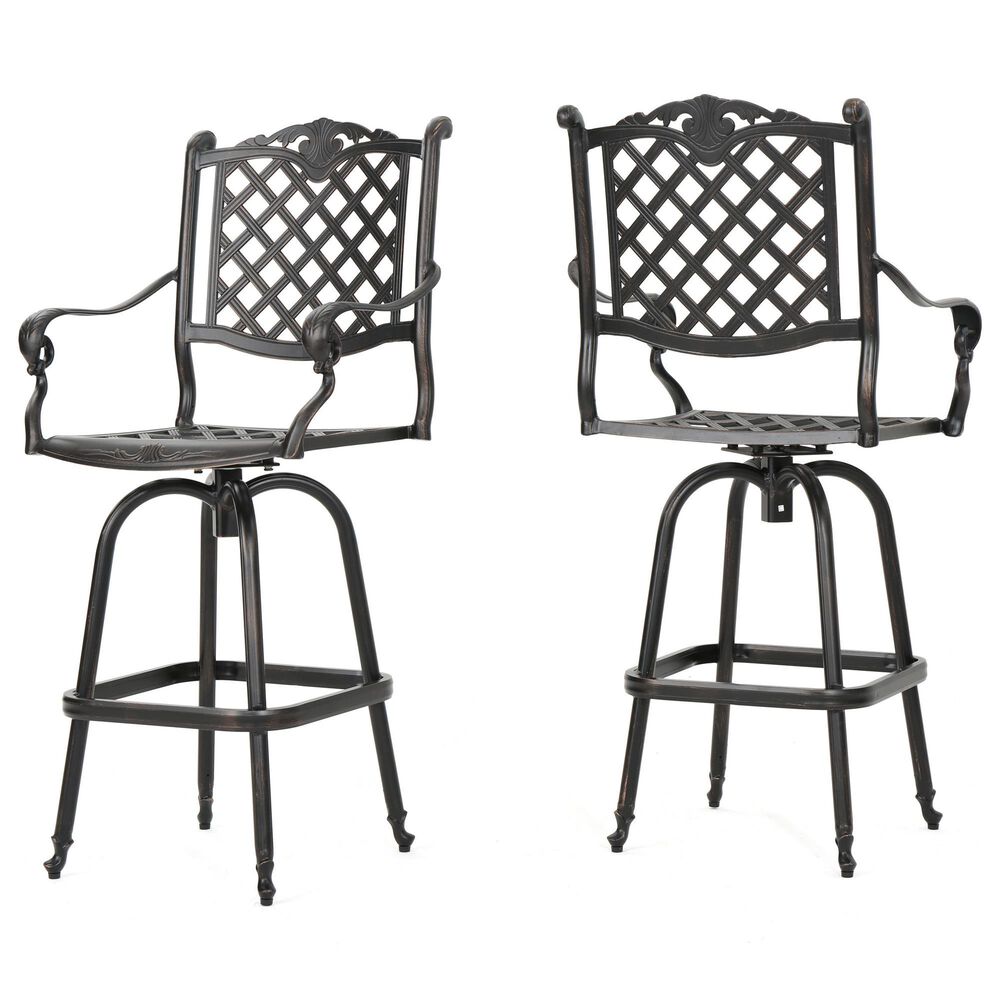 Noble House Avon Patio Barstool in Shiny Copper (Set of 2), , large