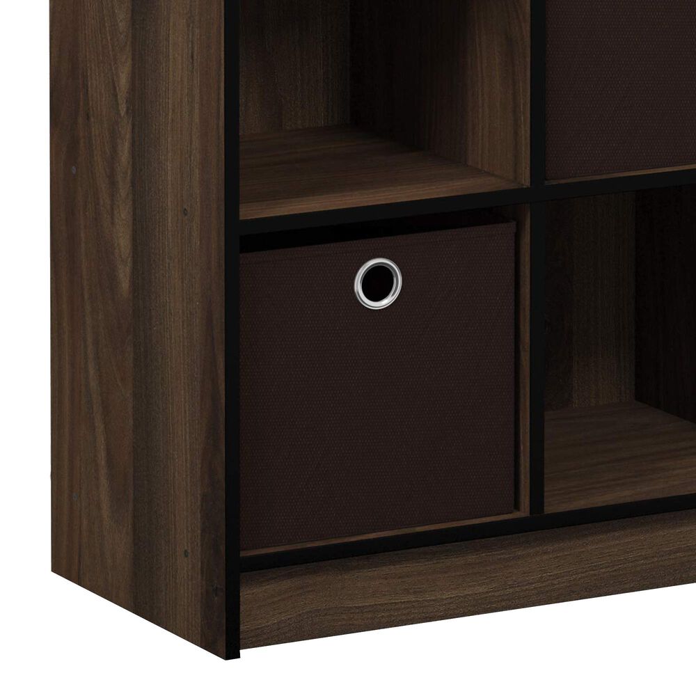 HOMLUX 6-Cube Bookshelf Bookcase with Storage Bins in Columbia Walnut, , large