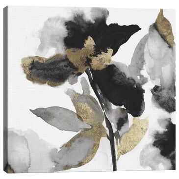 Lumaprints Black Petals Gold Leaves II 30" x 30" Wall Art in Multicolor, , large