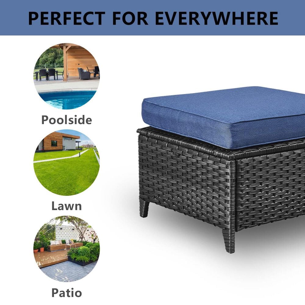 Sunwell Garden Carolina Patio Ottoman in Navy (Set of 2), , large