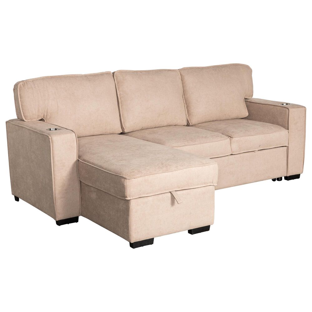 Modern Market Sleeper Sofa with Reversible Chaise in Beige, , large