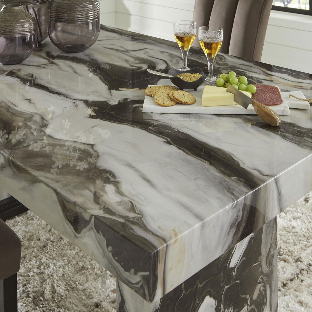 Ashley Jeshina 7-Piece Rectangular Dining Set in White, Dark Brown, Beige, , large