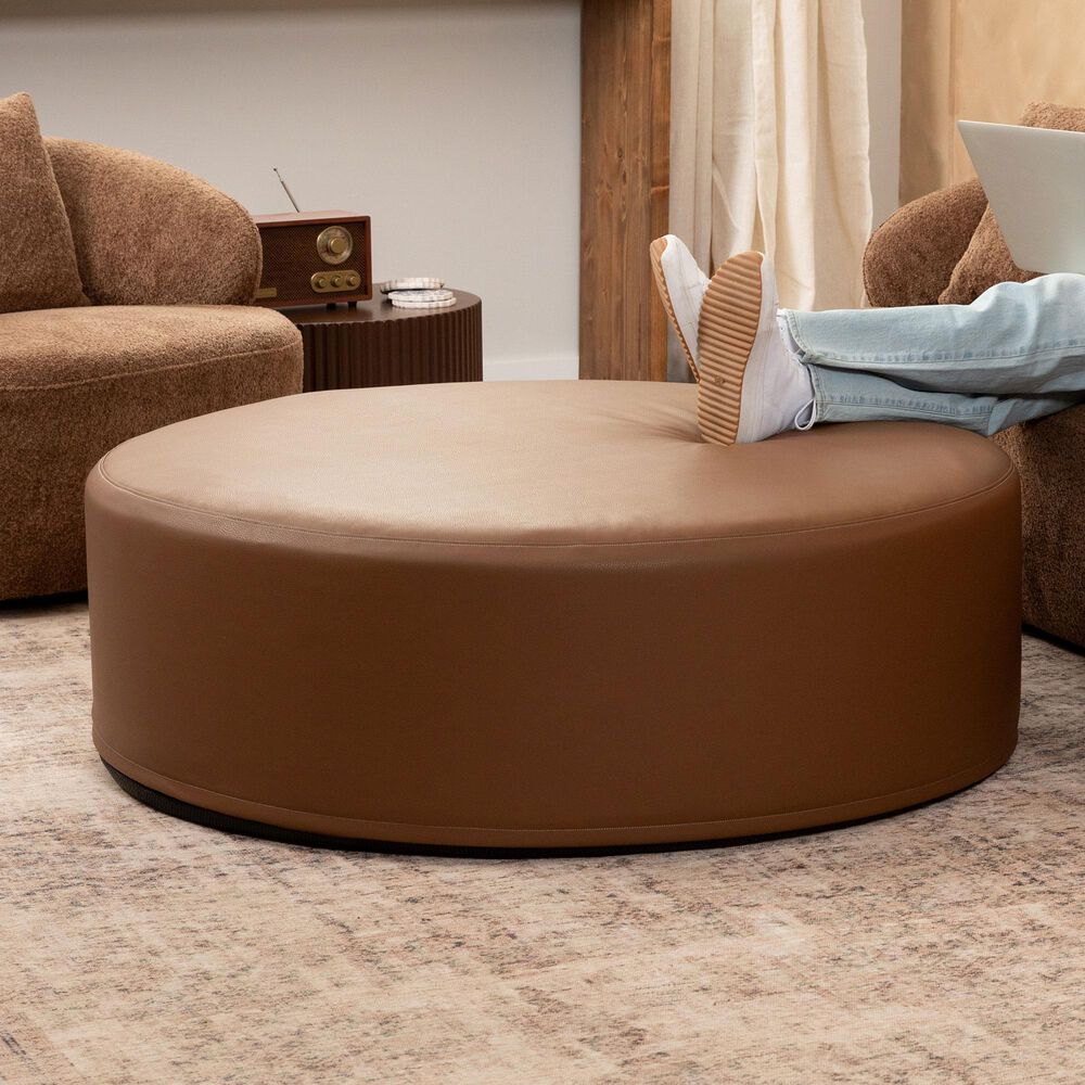 Jaxx Candler Round Ottoman in Walnut, , large