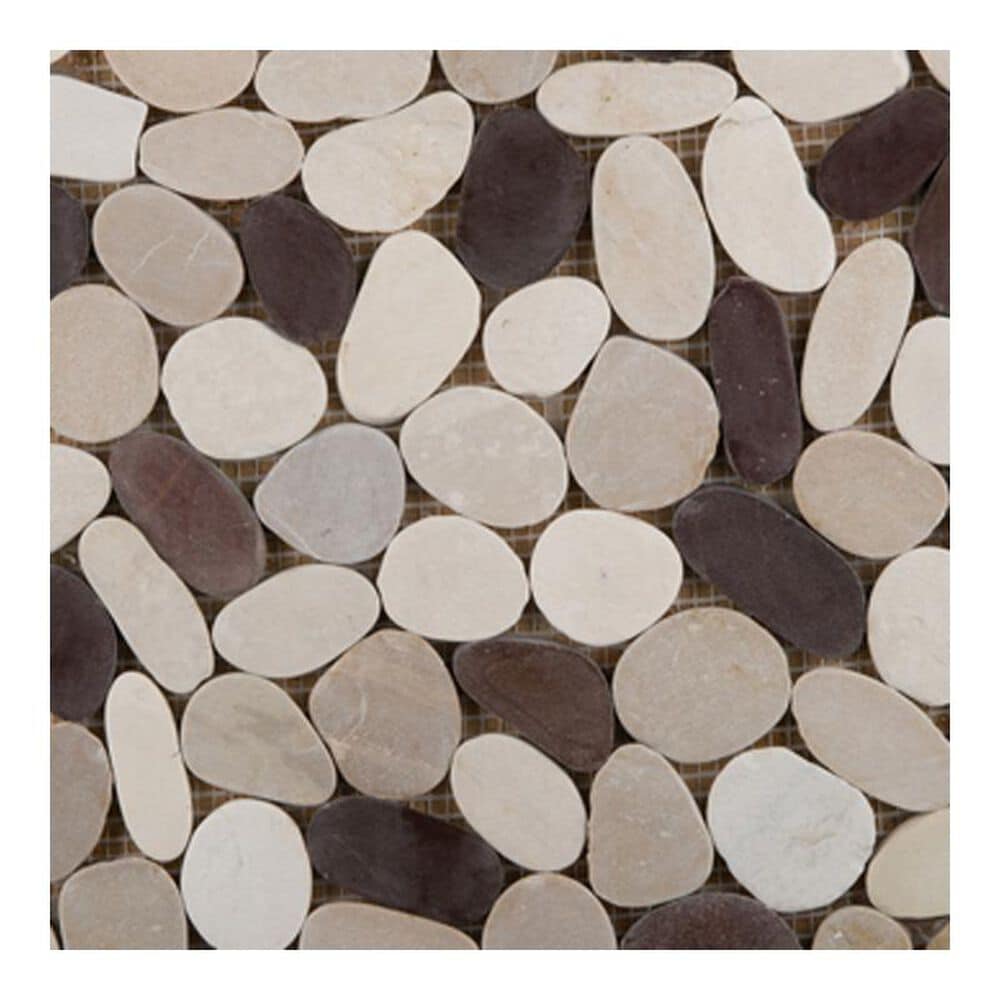 Emser Venetian Pebbles Gelato Blend 12" x 12" Natural Stone Mosaic Sheet, , large