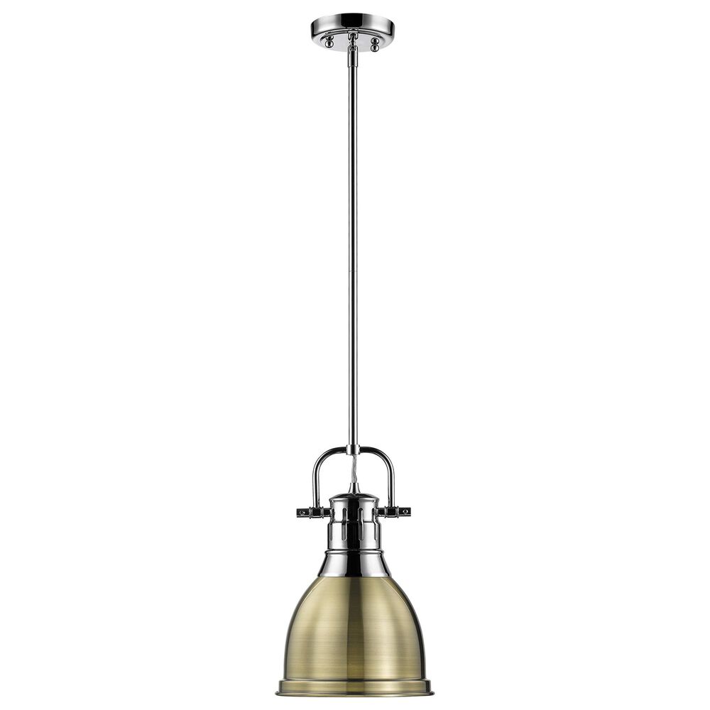 Golden Lighting Duncan Small Pendant in Gold with Rod in Chrome, , large