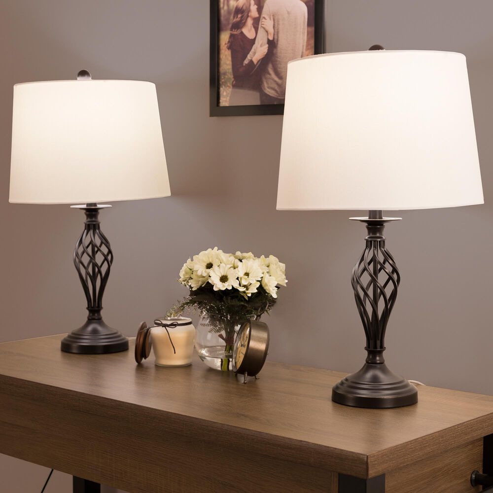 Timberlake Spiral Cage Table Lamp in Oil-Rubbed Bronze (Set of 2), , large