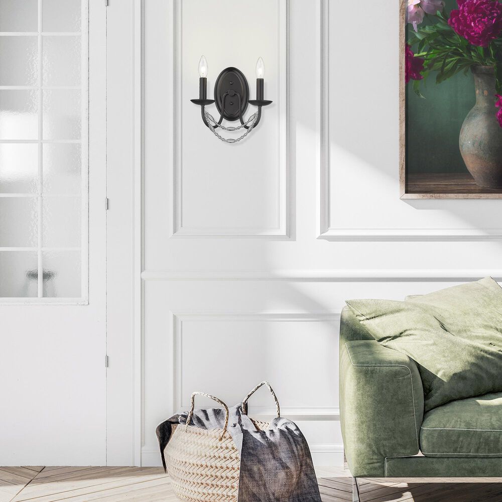 Golden Lighting Mirabella 2-Light Wall Sconce in Matte Black, , large