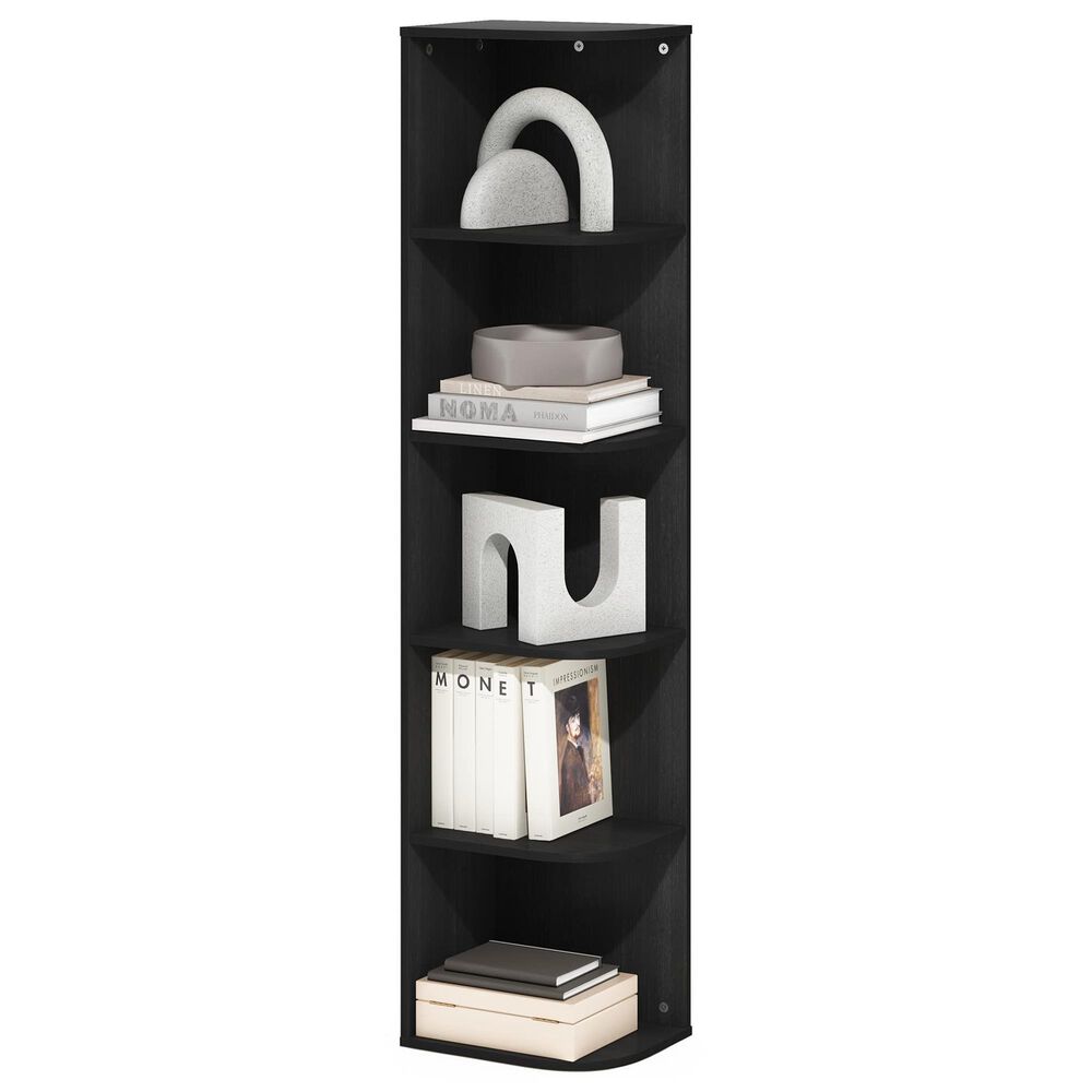 HOMLUX 5-Tier Corner Open Shelf Bookcase in Blackwood, , large