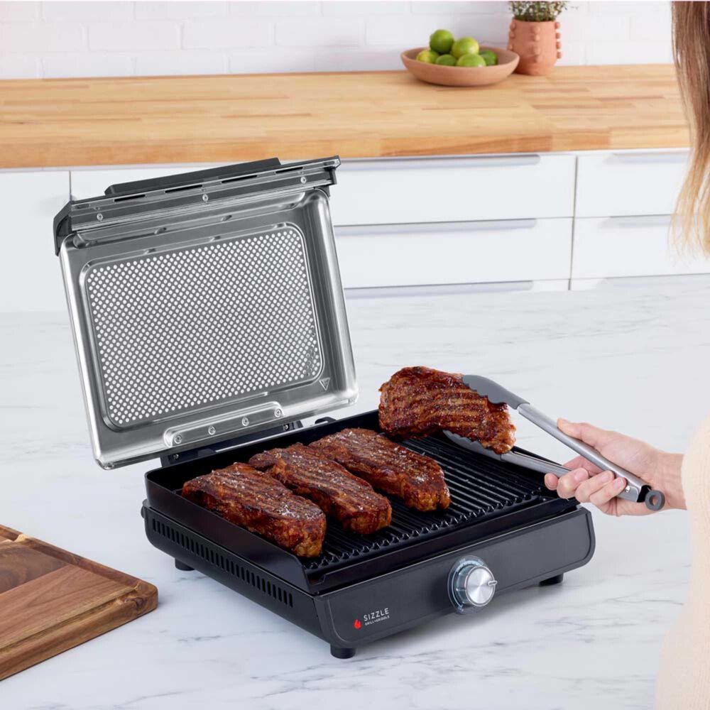 Ninja Sizzle 14&quot; Smokeless Indoor Grill and Griddle in Grey and Stainless Steel, , large