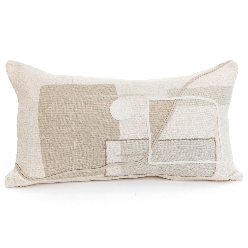 Nelson 22" x 12" Lumbar Pillow in Off White and Greige, , large