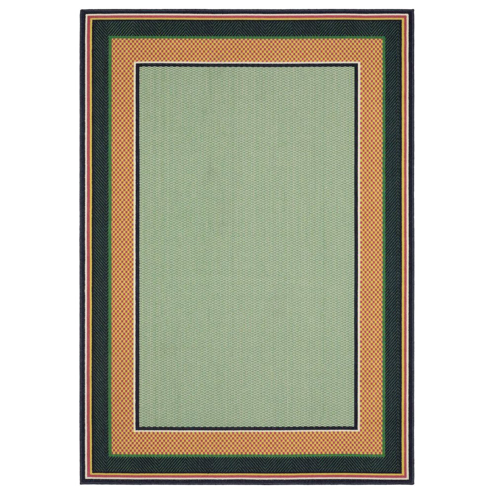 Oriental Weavers Havana Geometric Green and Navy 6"7" x 9"2" Indoor/Outdoor Area Rug, , large