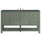 James Martin Vanities Breckenridge 60" Single Bathroom Vanity in Smokey Celadon with 3 cm Charcoal Soapstone Quartz Top and Rectangular Sink, , large