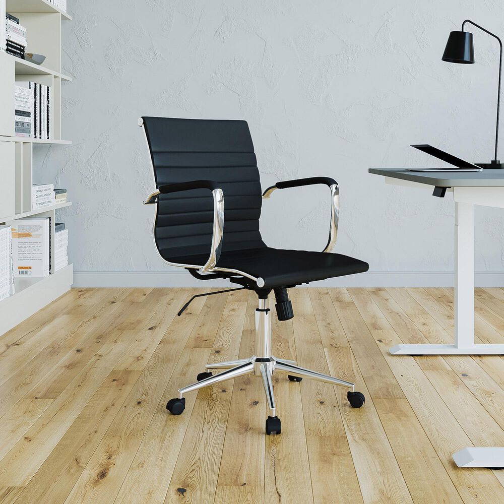 Techni Sport Modern Medium Back Executive Office Chair in Black, , large