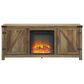 Walker Edison 58" Barn Door Fireplace Console in Rustic Oak, , large
