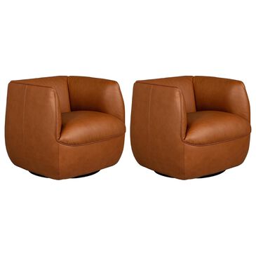 Natuzzi Editions Wally Swivel Chair in Pasadena Brandy (Set of 2), , large