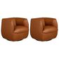 Natuzzi Editions Wally Swivel Chair in Pasadena Brandy (Set of 2), , large