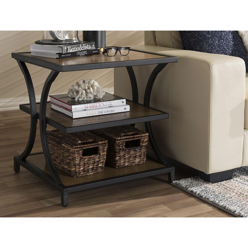 Baxton Studio Lancashire End Table in "Oak" Brown/Black | NFM