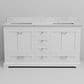 Lexora Home Dukes 60" Double Bathroom Vanity in White with 2 cm White Carrara Marble Top and Rectangular Sinks, , large