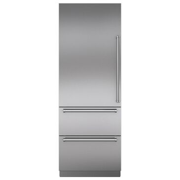 Sub Zero Integrated 30" Tall Door Panel with Professional Handle Left Hinge in Stainless Steel, , large