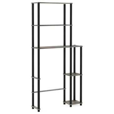 HOMLUX Turn-N-Tube 5-Shelf Toilet Space Saver in French Oak Grey and Black, , large