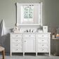 James Martin Vanities Brittany 60" Single Bathroom Vanity in Bright White with 3 cm Carrara White Marble Top and Rectangular Sink, , large