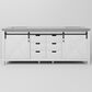 Lexora Home Marsyas 84" Double Bathroom Vanity in White with Grey Quartz Top and Rectangular Sinks, , large