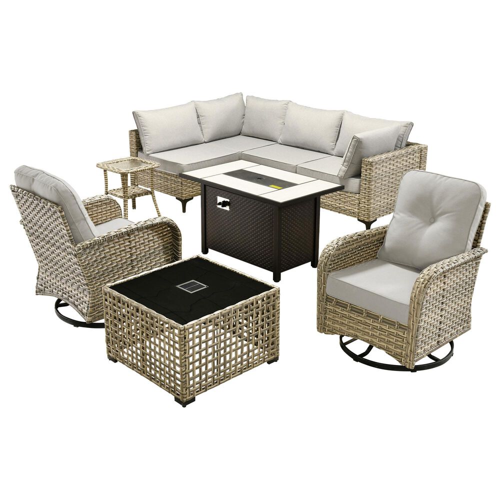 HOMLUX 9-Piece Patio Conversation Set in Gray, , large