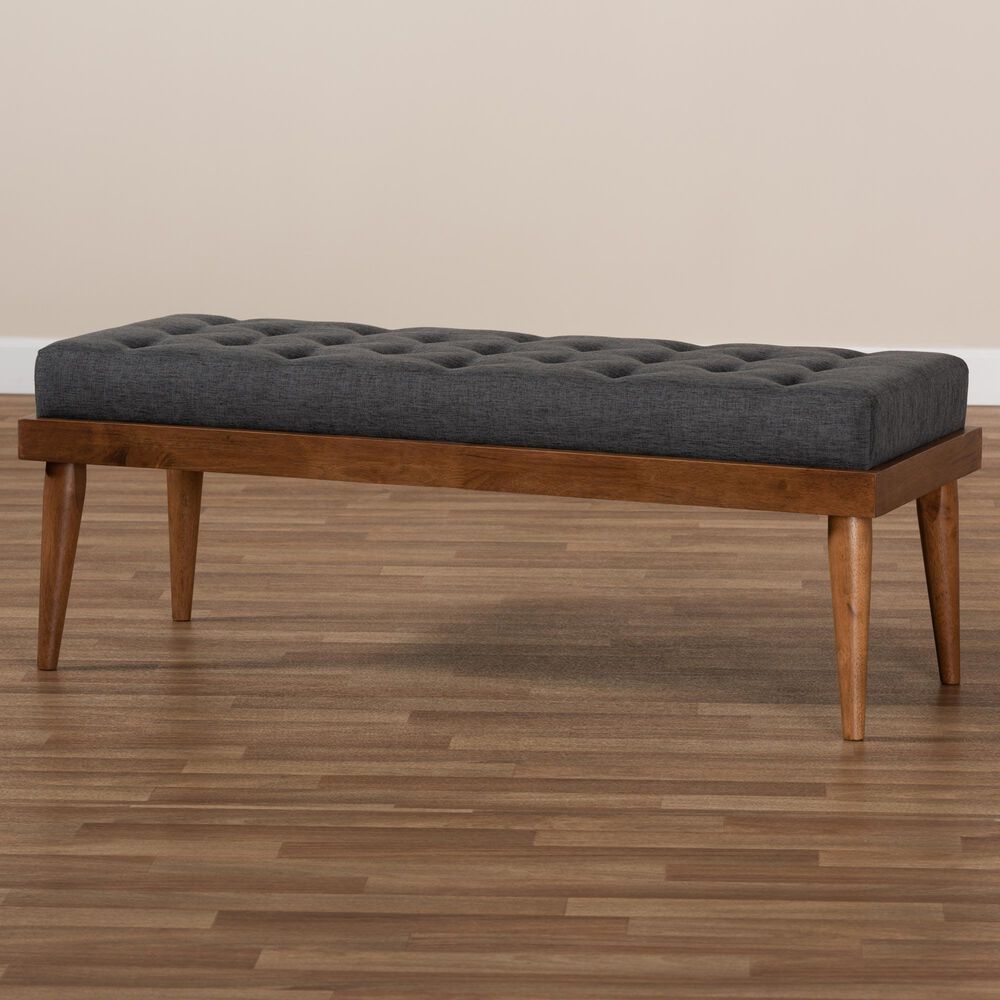 Baxton Studio Linus Accent Bench in Dark Grey, , large
