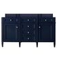 James Martin Brittany 60" Double Bathroom Vanity in Victory Blue with 3 cm Tajnar Eclos Top and Rectangular Sinks, , large