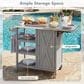 Hearth and Haven Outdoor Kitchen Island Cart with Stainless Steel Top and Lockable Wheels in Gray, , large